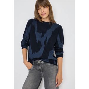 Cecil - Trui - Urban dark blue - Met Ronde Hals en Patroon