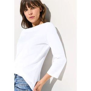 Cecil Dames Basic-shirt in effen kleur in Wit, Gr: XXL
