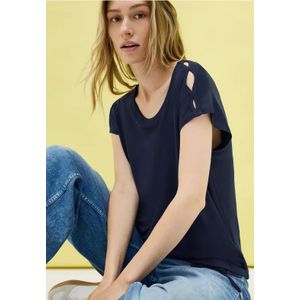 Cecil Dames Shirt met uitgesneden details in Blauw, Gr: L