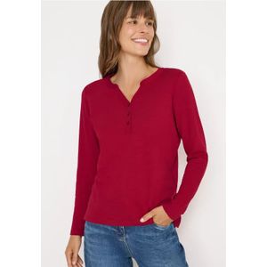 Cecil Dames Shirt met lange mouwen met gespleten hals in Rood, Gr: 3XL