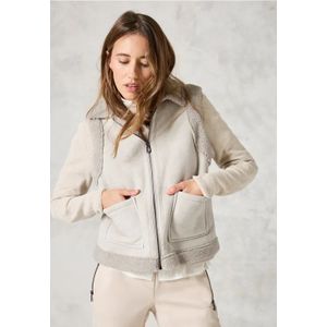 Cecil Dames Gilet in velours-look in Grijs, Gr: XXL