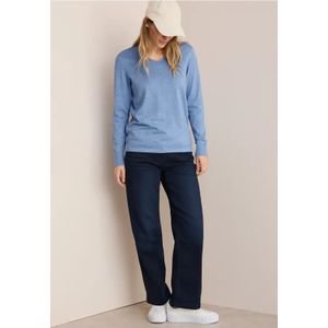 Gebreide Trui - Lichtblauw Melange - Met V-hals - Regular Fit