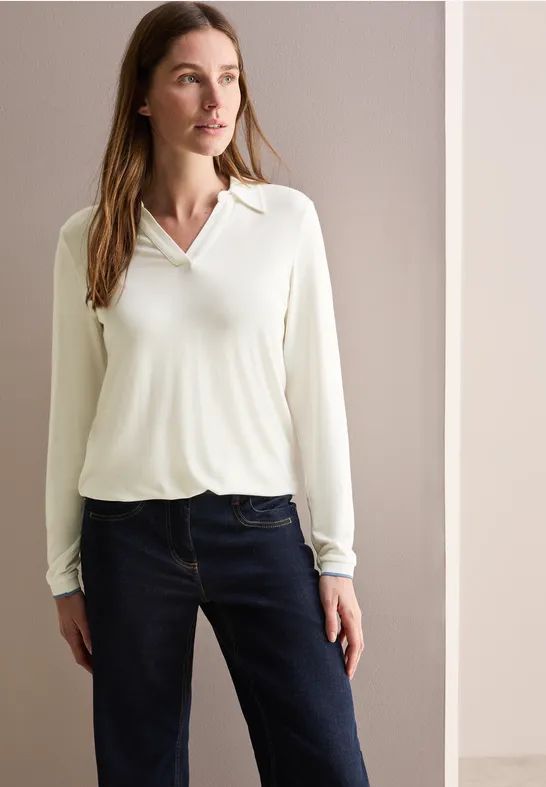 Cecil - Dames Overhemd - Wit - Viscosemix met Stretch