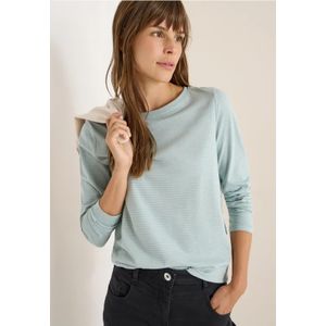 Cecil Dames Shirt met ton-sur-ton strepen in Blauw, Gr: 3XL