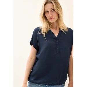Cecil - Blouse - Urban Navy Blue - Korte Mouwen - Met Elastische Taille