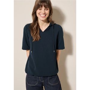 Cecil Dames Trui met capuchon en structuur in Blauw, Gr: L