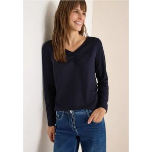 Cecil Dames Basic shirt met rimpels in Blauw, Gr: L