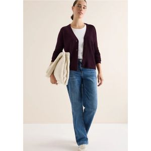 Cecil - Cardigan - Eggplant Red - Met Structuurdetail en Knoopsluiting