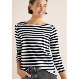 Cecil Dames Gestreept basic shirt in Wit, Gr: L