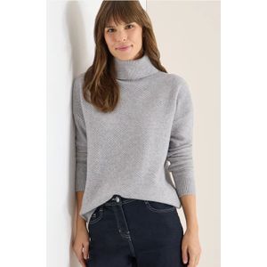 Cecil Dames Trui met gestructureerde col in Grijs, Gr: L