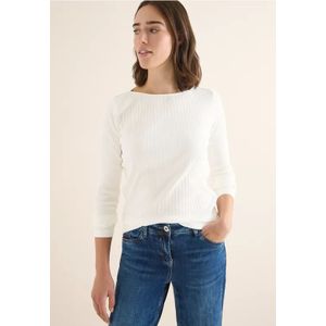 Cecil Dames Geribd shirt in Wit, Gr: L
