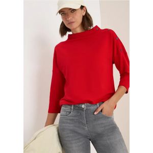Cecil - Shirt - Fiery Red - 3/4 Mouwen - Met Knoopdetail