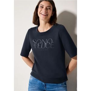 Cecil Dames Shirt met tekst in Blauw, Gr: L