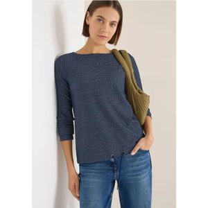 Cecil Dames Tweekleurige trui met structuur in Blauw, Gr: 3XL