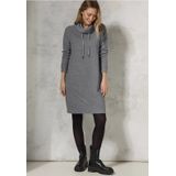 Cecil - Glinsterende Ottoman - Jurk - Grijs - Sjaalkraag met Tunnelkoord