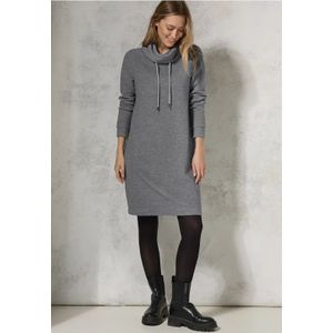 Cecil - Glinsterende Ottoman - Jurk - Grijs - Sjaalkraag met Tunnelkoord