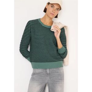 Cecil Dames Tweekleurige trui met structuur in Groen, Gr: 3XL