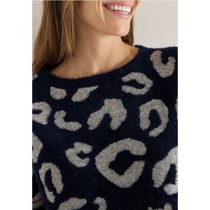 Cecil Dames Veer garen mix leo trui in Blauw, Gr: XL