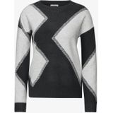 CECIL - Trui - Charcoal Grey Melange - Fijn Gebreid - Lange Mouwen - Grafisch Patroon