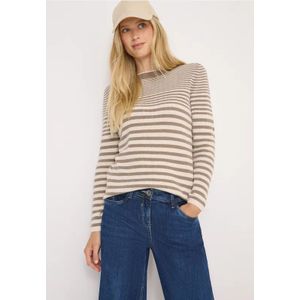 Cecil Dames Trui met strepen in Bruin, Gr: 3XL