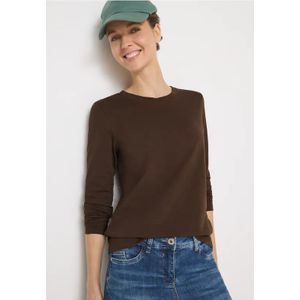 Cecil Dames Basic shirt met ronde hals in Bruin, Gr: 3XL
