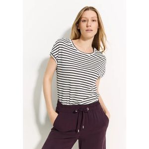 Cecil Dames T-shirt met ribdetails in Rood, Gr: L