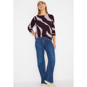 Cecil - Gebreide Trui - Eggplant Red - Met Grafisch Patroon en Veergaren-kwaliteit