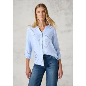 Blouse - Gemêleerde Look - Ronde Hals - Lange Mouwen - Zachte Viscose
