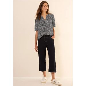 Cecil Dames Gedessineerde blouse met gespleten hals in Grijs, Gr: XL