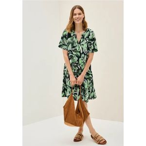 Cecil Dames Gedessineerde volant jurk in Groen, Gr: 3XL