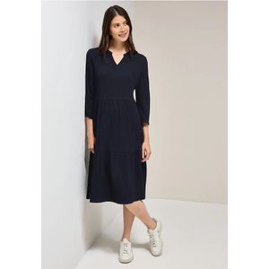 Cecil Dames Seersucker jurk met volants in Blauw, Gr: L