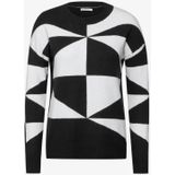 Cecil - Gebreide Damestrui - Zwart - Geometrisch Patroon