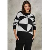 Cecil - Gebreide Damestrui - Zwart - Geometrisch Patroon