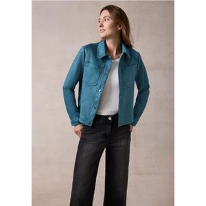 Cecil Dames Velours-look jas in Blauw, Gr: XXL