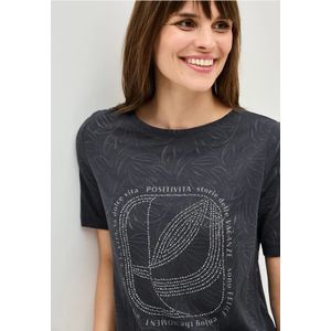 Cecil Dames Shirt met edelstenen in Grijs, Gr: XS