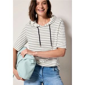 Cecil Dames Gestreepte hoodie in Wit, Gr: L