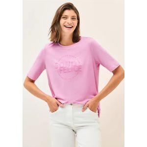 Cecil Dames Shirt met tekst kunstwerk in Roze, Gr: XS