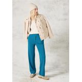 Broek - Hoge Taille - Rechte Pijpen - Zwart - Materiaalmix