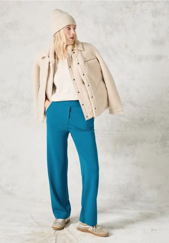 Broek - Hoge Taille - Rechte Pijpen - Zwart - Materiaalmix