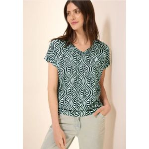 Cecil Dames Gedessineerd V-hals Shirt in Groen, Gr: S