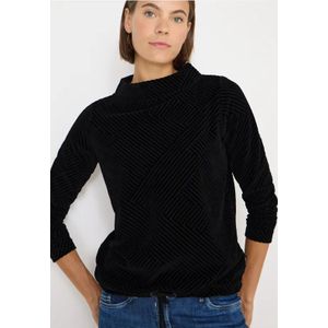 Cecil Dames Shirt met structuur en trechtervormige hals in Zwart, Gr: L