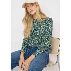 Cecil Dames Gedessineerd shirt met lange mouwen in Groen, Gr: 3XL