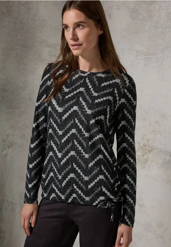 Cecil - Dames Shirt - Zwart - Grafisch Patroon