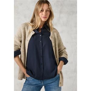 Cecil Dames Overhemdblouse in effen kleur in Blauw, Gr: XXL