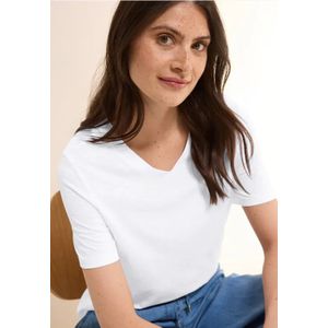 Cecil Dames Basic V-hals Shirt in Wit, Gr: 3XL