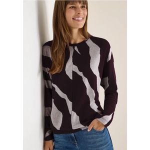Cecil - Trui - Eggplant red - Met Ronde Hals en Grafische All-over Print