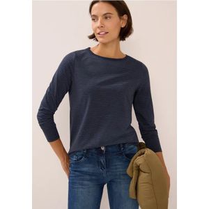 Cecil Dames Shirt met ton-sur-ton strepen in Blauw, Gr: L