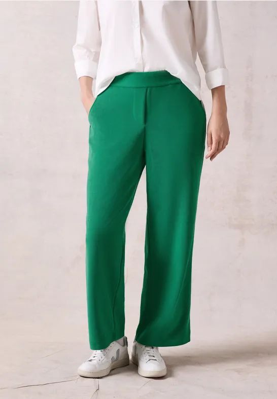 Cecil - Losse Broek - Groen - Dames - Hoge Taille - Zachte Corduroy