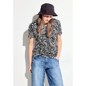 Cecil Dames T-shirt met paisley-print in Zwart, Gr: XL