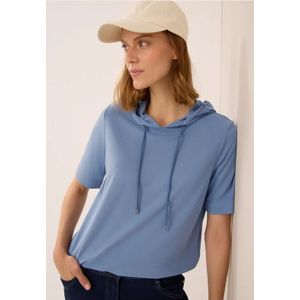 Cecil Dames Piquée hoodie shirt in Blauw, Gr: L